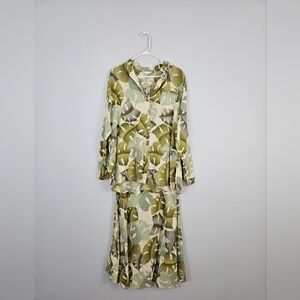 Click Color Me Cotton Tropical Plant Monstera Vintage Linen Two Piece Set